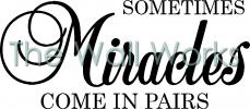 Sometimes Miracles Come In Pairs vinyl decal