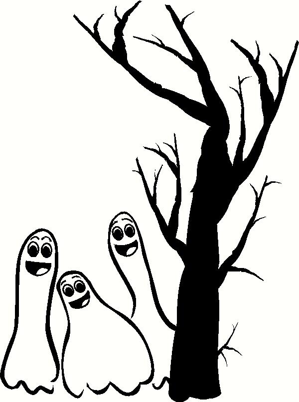 Ghosts with Tree vinyl decal