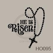 He is Risen with Rosary Beads vinyl decal