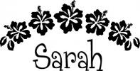 Hawaiian Flowers and Name vinyl decal