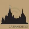 California San Diego Temple Silhouette vinyl decal